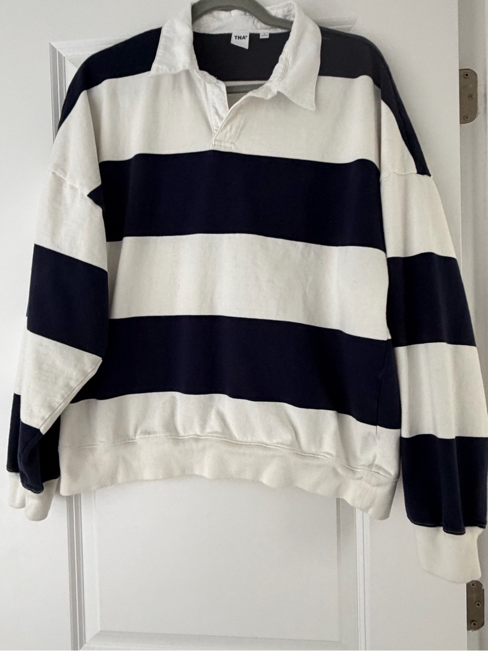 Aritzia Striped Rugby Shirt in Navy and White